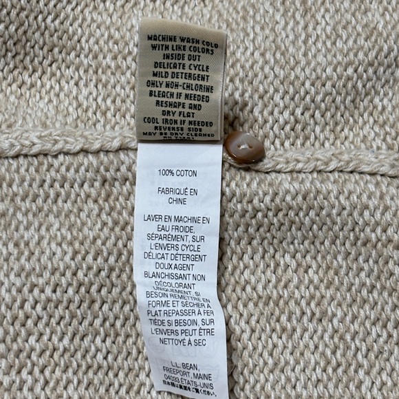 L.L. Bean Women's Oatmeal 100% Cotton Cardigan Sweater - Picture 8 of 14
